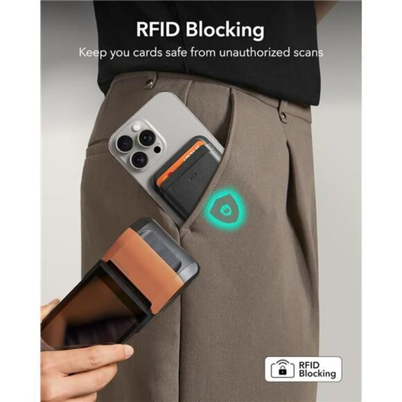 ESR MagSafe Wallet RFID Blocking Vegan Leather Magnetic Card Holder for iPhone - Picture 4 of 7